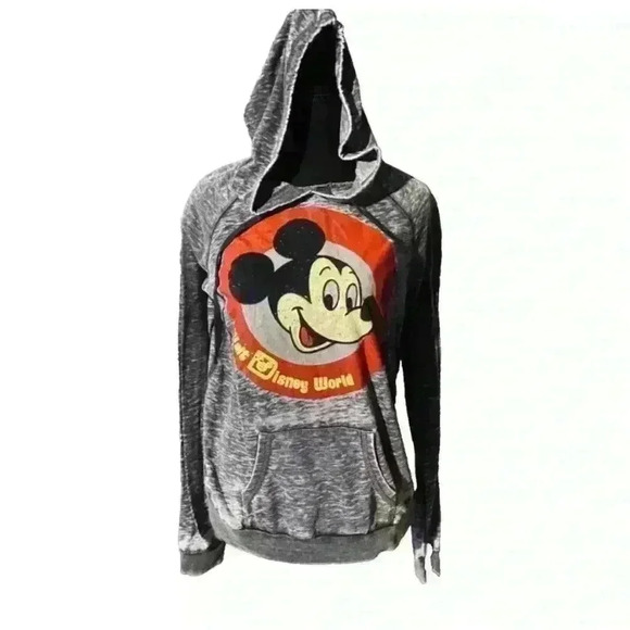 Disney Parks Walt Disney World Mickey Sweatshirt Hoodie Adult sz M EUC grey - Picture 1 of 4